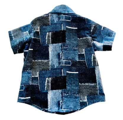 Jeans denim print design button up shirt