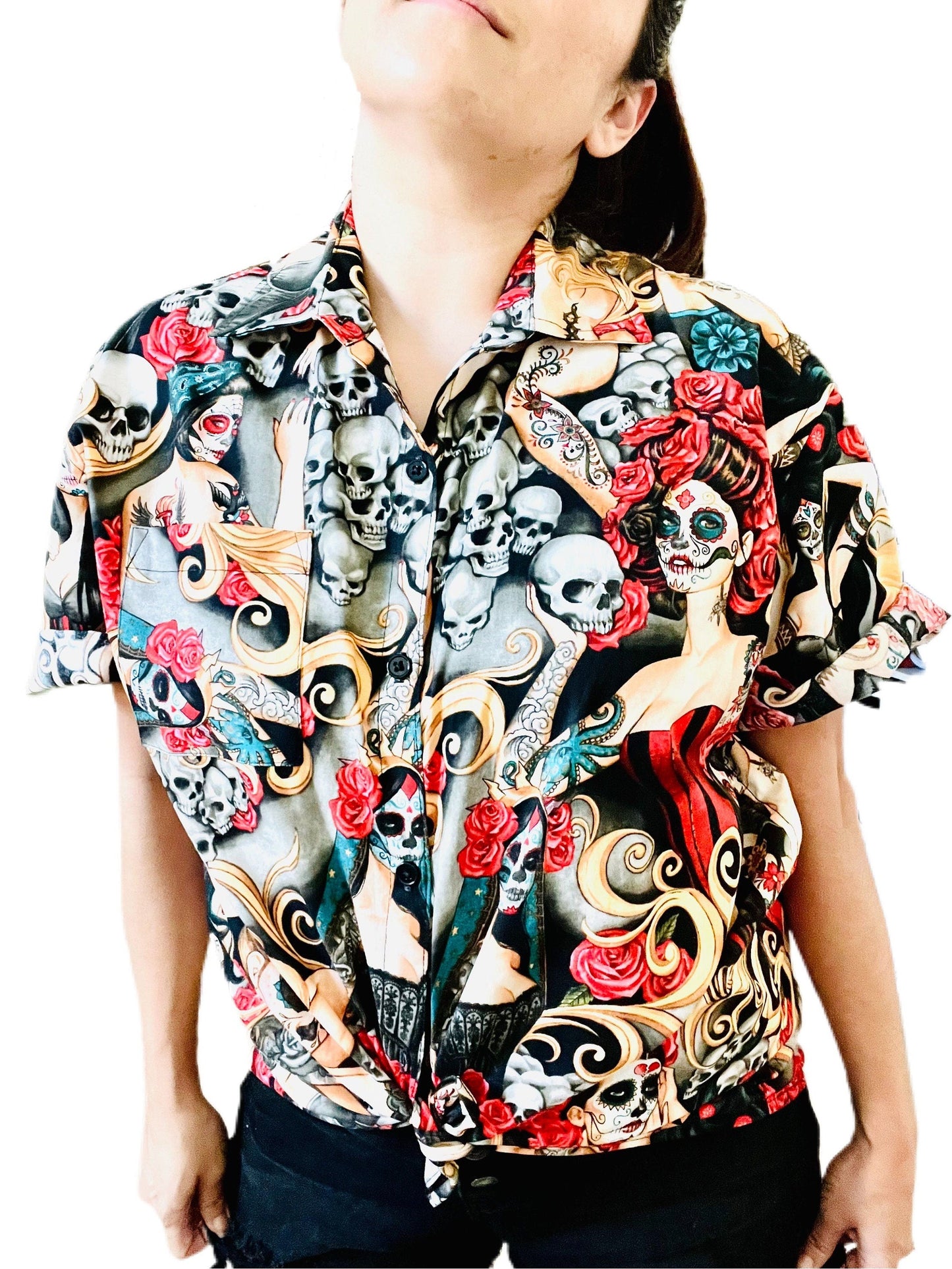 Day of the Dead Casual Women’s Button Up Shirt