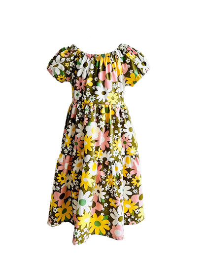 Flower Power ! Gathered Dress with back tie