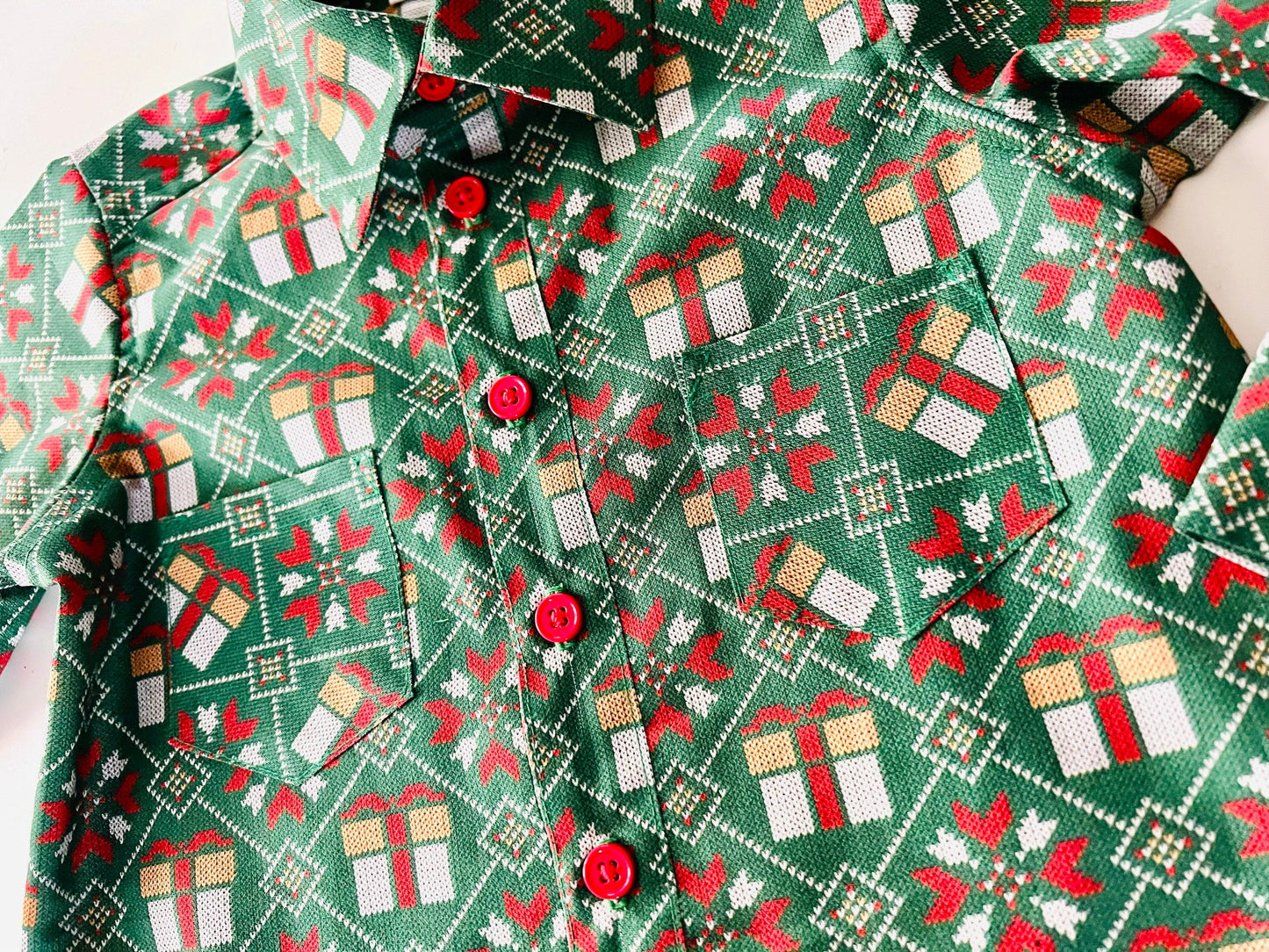 Original Ugly Christmas button down shirt (digital knitted print designs )