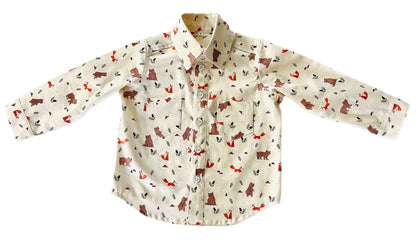 Cute little critters in Fall woods button down shirt (long sleeve)