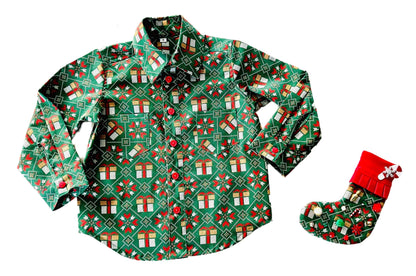 Original Ugly Christmas button down shirt (digital knitted print designs )