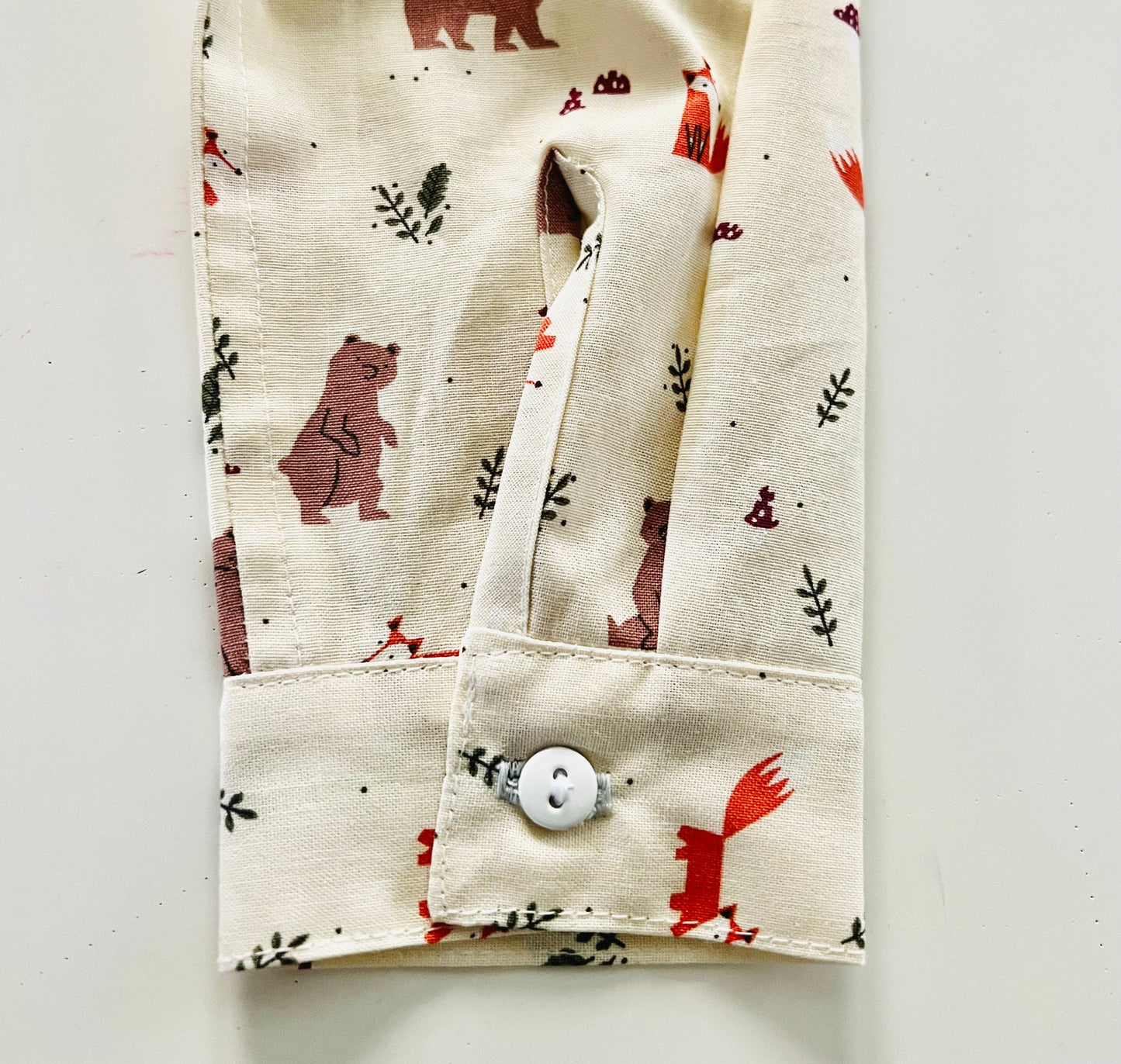 Cute little critters in Fall woods button down shirt (long sleeve)